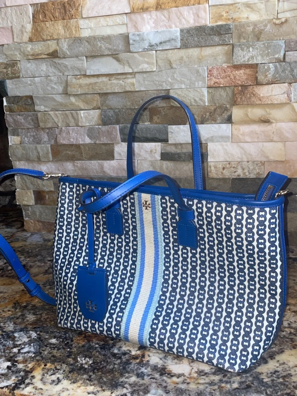 TORY BURCH blue large tote